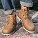 Men's Casual Mid-Cut Martin Boots - Durable Work Boots With Anti-Slip Rubber Sole, Comfortable For Outdoor (Sizes 38-47, Black/Tan/Brown)_vogvips.com