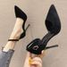 Black High-heeled Shoes Women, New French Style Hollow Pointed Toe Single Shoes, 2026 Summer One-strap Closed-toe_vogvips.com