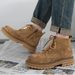 Men's Shoes Martin Boots Spring And Autumn British Style Genuine Leather Work Boots Side Zipper Motorcycle American Large Toe Casual Leather Shoes_vogvips.com