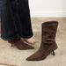2738-3 Slim For Women Versatile Melad Mid-Calf Short Stretch Suede Single Pointed Pleated Slouch Boots_vogvips.com