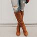 Women's Stylish Knee-High Riding Boots With Side Zipper, Pointed Toe & Chunky Heel - Suede Faux Leather Boots For Fall, Winter & Spring_vogvips.com