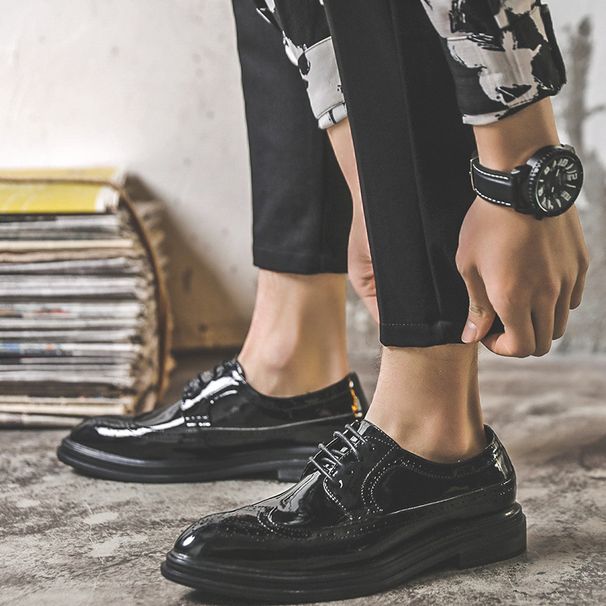 Euro Step British Style Carved Leather Men's Versatile Casual Korean Version Breathable Brogue Trendy Shoes 3028-J_vogvips.com