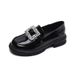 Thick-soled Small Leather Shoes For Women, Retro One-pedal Rhinestone Single Shoes, British Style Loafers For Women_vogvips.com