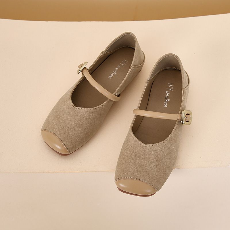 Square Head Soft Sole Buckle Two Wear Fashion Single Shoes Women Wear Low Heel Shallow Mouth Mary Jane Shoes_vogvips.com