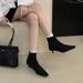 2025 Autumn Winter New Korean Style Pointed Toe Stiletto Short Women, Versatile Slimming Elastic Fashion Boots For Women_vogvips.com