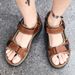 Brand Summer Men's Genuine Leather Slippers Gladiator Men Beach Sandals Soft Comfortable Outdoors Wading Shoes 38-46_vogvips.com