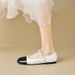 Round Head Mary Jane Shoes Women's French One-word With Chain Pearl Small Fragrant Style Flat-soled Single Shoes_vogvips.com