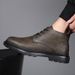 European Warm Series High-top Shoes Spring And Autumn New British Style Trendy Leather Men's Mid-top Short Fleece-lined Double Cotton Martin_vogvips.com