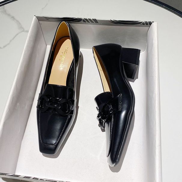 Patent Leather Fashion Thick Heeled Single Shoes Women Autumn And Winter New Low Top Square Toe Mid Heel S Slip On High_vogvips.com