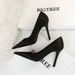 Fashion simple super high heels slim heels shallow mouth pointed sexy nightclub slim satin women's single shoes_vogvips.com