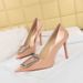6122-3K66 Banquet Heels Women's Slim Ultra High Heels, Lacquer Leather, Shallow Mouth, Pointed Water Diamond Metal_vogvips.com