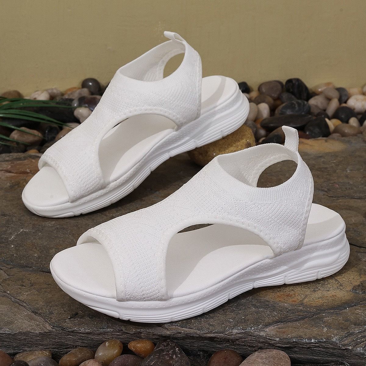 Women's Plus Sandals For Foreign Trade, 2021 Summer New Style, European And American Velcro Rhinestone Beach Sandals,_vogvips.com