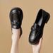 White Loafers For Women Thick Sole New Autumn British Style Small Leather Flat Single Plus Size S Shoes_vogvips.com