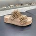 Retro Rhinestone Slip-On Sandals Fireworks Holiday Theme Genuine Leather Square Toe Thick Soled Women's Shoes_vogvips.com