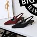 Pointed One-word Strap Empty Shoes Rear Strap Low-heeled Single Shoes Light-mouth Wine Glass And Satin Women's Shoes_vogvips.com