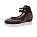 Large White Sole High Heels, Single Thick Sole, Straight Line With Buckle, Shallow Mouth Embroidered Cloth Shoes,_vogvips.com