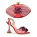 After Party Lace Elastic High Heeled Sandals With The Same Color Three Dimensional Decal Clutch Set_vogvips.com