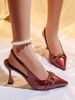 Foreign Trade European And American Fashion Plus-size Ladies' Elegant Backless Closed-toe Sandals, New Pointed-toe Metal_vogvips.com