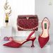 Women’s Shoes women's shoe and bag set square box clutch bag pointed hollow design red sole_vogvips.com