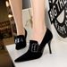 955-12 Style Women's Shoes High Heels, Suede, Sexy Nightclub, Slimming Snake Pattern, One Line With Belt Buckle, Deep_vogvips.com