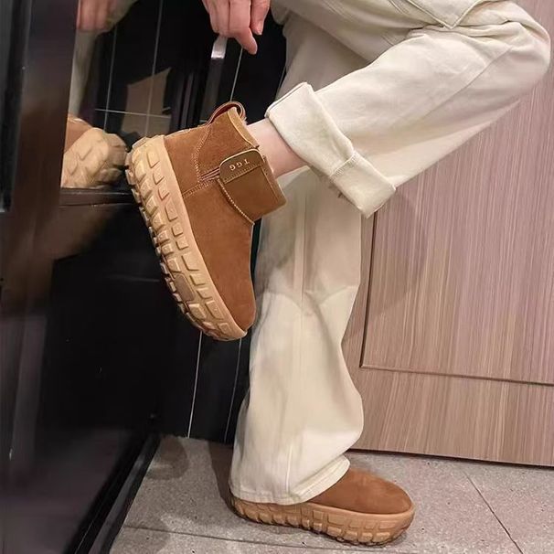 Fleece-Lined 2024 Sheepskin Thickened New Thick-Soled Warm Pure Wool Snow Boots Women's Cotton Shoes_vogvips.com