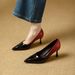 Pointed Toe Stiletto High Heels Elegant Comfortable 2026 Spring New Style Temperament Patent Leather Color Block Shallow Mouth Sin_vogvips.com