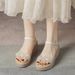 Korean-style Wedge Heel With Rhinestone Straps, Versatile Petite Women, 2026 Summer New Beach Sandals For Women_vogvips.com