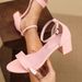 2026 New Round-Toe Chunky Heel Plus Size Sandals, Mid-Heel, European And American Style, Open-Toe, One-Strap With_vogvips.com