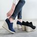 Women's Chunky Heel Boots – Slip-Resistant Platform Wedges With Breathable Lining | Winter Ankle Booties (Black/Deep Blue, EU 34-41)_vogvips.com