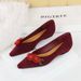 Chinese Niche Shallow Mouth Single Shoes Women's Pointed Head Suede Women's Shoes Wedge Heel Flower Pedicure Comfortable Low Heel Shoes_vogvips.com