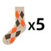 Mercury MERCURY 5Pairs Mens Medium Tubes Quality Plaid Diamond Pattern Argyle Geometric Haruku Combed Cotton Happy Colorful Striped_vogvips.com