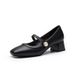 Women's Single 2024 Spring Summer New Mid-Heel French Mary Jane Square Toe Versatile Evening Gentle Shoes Beautiful_vogvips.com