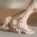 Women's Shoes High Heeled Sandals New Style For Spring And Summer Square Head, Open Toe One Word Strap Waterproof Platform Thick Heeled High Heels_vogvips.com
