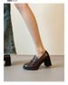 High-heeled Loafers, One-pedal Commuting Thick-heeled Single Shoes, Small Leather Shoes For Women_vogvips.com