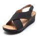 Summer 2023 New European And American Sandals With Wedge Heel, Stitched Breathable, Velcro Closure, Hollow Design, Large_vogvips.com