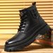 European Warm Series 2025 New Outdoor Martin Leather High Top Men's Work Motorcycle Boots British Style Oxford Sole_vogvips.com