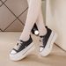 2025 Spring Summer New Thick Sole Height Increasing White Sneakers Women's Canvas Dad Korean Style Single Shoes_vogvips.com
