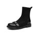 ZHR Thick-Soled Fleece-Lined Short For Women 2025 Autumn Winter New Versatile Flat Sock Elastic Boots To Match Dresses_vogvips.com