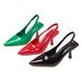 Solid Color Pointed Toe Casual Thin Heel Sandals For Women, 2024 Summer New Style, Single Strap Buckle, European And_vogvips.com