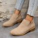 British Style Short Pointed Toe Martin Boots 2024 Large Size Chunky Heel Back Zipper Single Shoes_vogvips.com