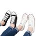 Pull Back Canvas Shoes For Women, Classic Low-Top Unisex Spring 2026 Sneakers, Ret Couple Lace-Up White Shoes, Versatile_vogvips.com