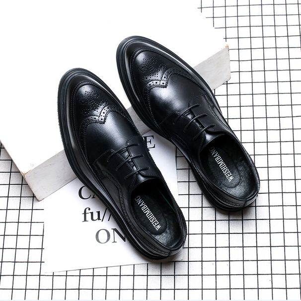 Summer New Brogue Formal Business Casual Leather British Style Carved Low-top Men's Shoes_vogvips.com