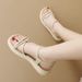 8805 New Women's Sandals 2024 Summer Outdoor Versatile Thick Flat Soft Sole Lace-up Forest Style Slippers Roman Shoes_vogvips.com
