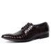 WOUFO Pointed Toe Patent Stone Business Formal British Style Trend Men's Genuine Leather Pattern Wedding Shoes_vogvips.com