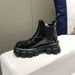 Guan Xiaotong's Same Short Boots For Women's 2022 New Soft Leather Patent Leather Muffin Thick-soled British Martin Boots Chelsea Boots_vogvips.com