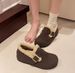 New Large Cotton Mary Jane Hairy Shoes, Worn With Outer Toe Caps_vogvips.com