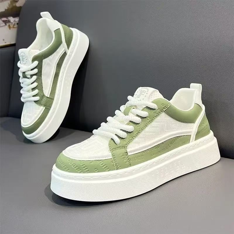 Men's Shoes Summer Breathable Trend Versatile Casual White Board Shoes Youth Non-slip Sports Thick-soled Cloth Shoes White Shoes_vogvips.com
