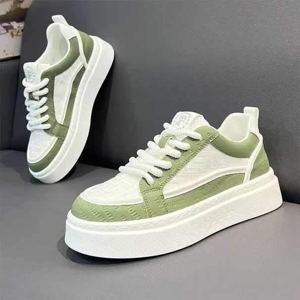 Men's Shoes Summer Breathable Trend Versatile Casual White Board Shoes Youth Non-slip Sports Thick-soled Cloth Shoes White Shoes_vogvips.com