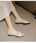 Pointed Single Shoes Women's Autumn Flat Bottom Pearl Shallow Mouth Doudou Shoes Versatile Soft Sole Large Size Women's Shoes_vogvips.com