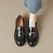 Platform Loafers Women's Autumn Retro Black One-pedal Temperament College Style Small Leather Shoes_vogvips.com